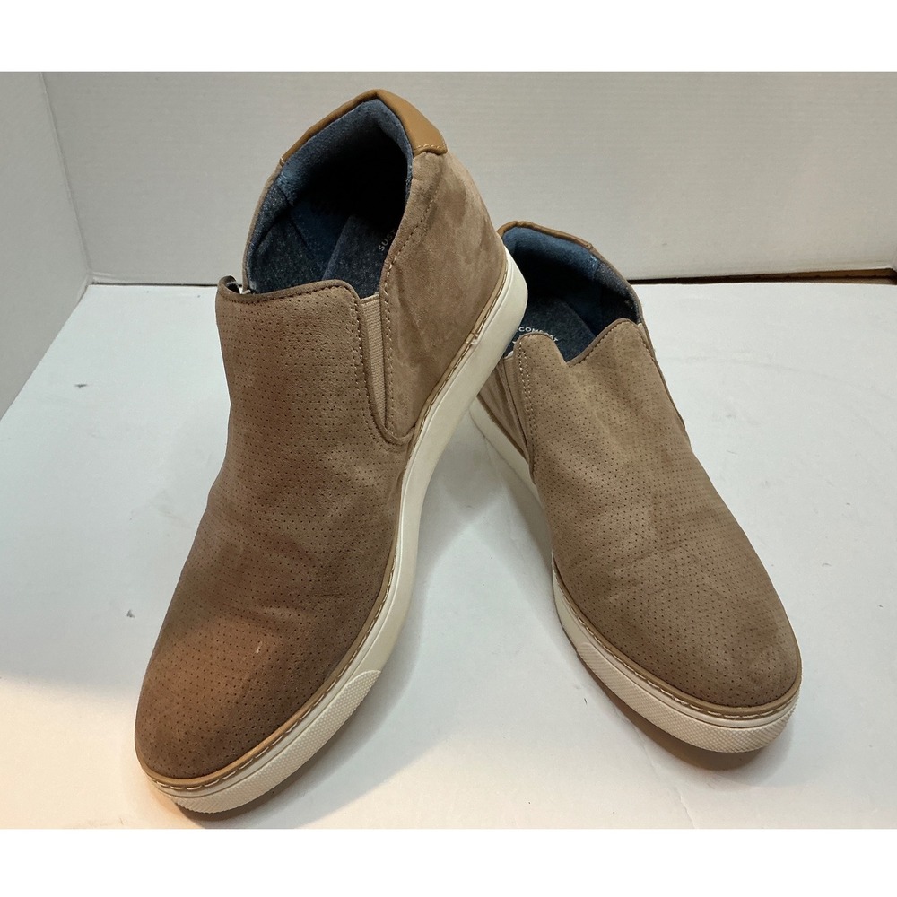 Dr. Scholl's Slip On Sneakers Perforated Tan Faux Suede Size 9.5M Casual Comfort